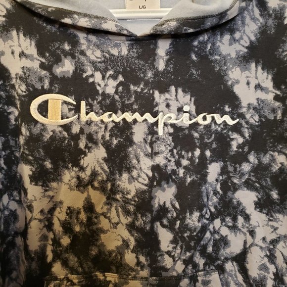 Champion Women's Navy Grey Tie-Dye Hooded Sweatshirt - Size: Large - Picture 11 of 12